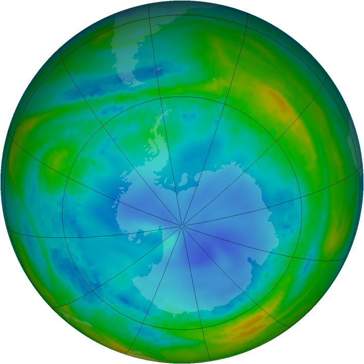 Antarctic ozone map for 26 July 2003